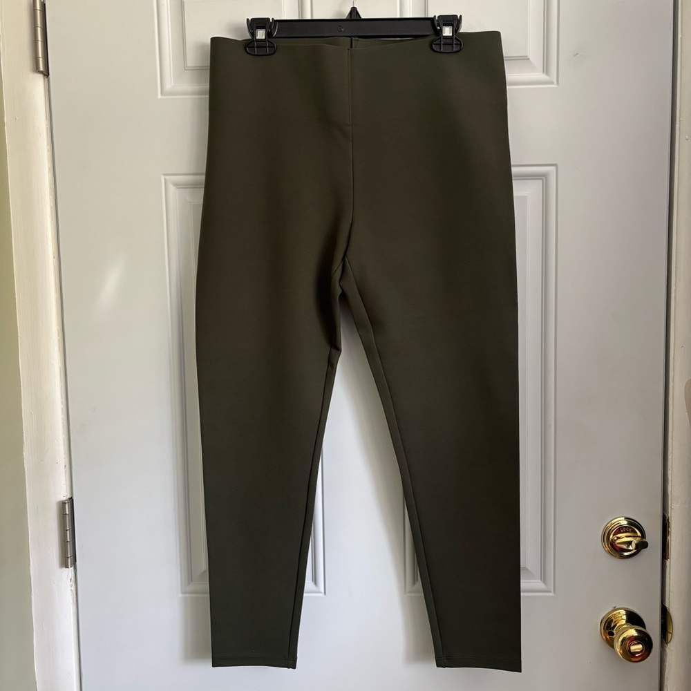 High-Rise Olive Green Ponte Leggings - Picture 2 of 8